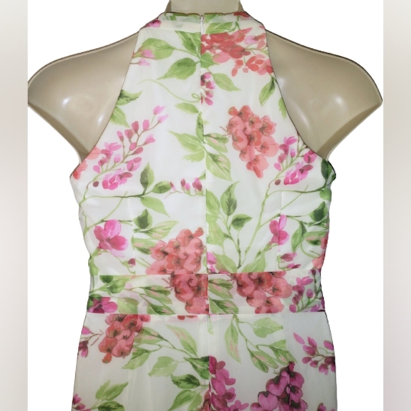 (Host Pick)Roz & Ali White And Pink Floral High-Low Dress Size 6 - Picture 7 of 13